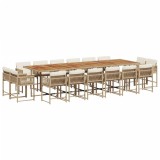 Cumpara ieftin Set mobilier de gradina cu perne, 17 piese, bej, poliratan