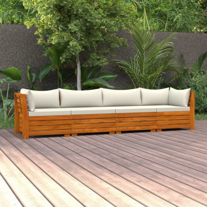 Canapea de gradina cu 4 locuri, cu perne, lemn masiv de acacia GartenMobel Dekor