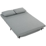 HOMCOM Canapea Extensibilă 2 Persoane 3 &icirc;n 1 din Material Tip In cu 2 Perne, Cadru din Eucalipt, Gri Deschis | Aosom Romania