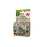 Set 2 suzete nip My Butterfly cu tetina ortodontica din silicon, forma simetrica, din materiale naturale regenerabile, fara BPA, cutie de transport si