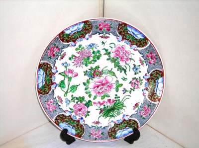 Farfurie portelan famille rose cca. 1920-1940, pictura manuala - marcaj Qianlong foto