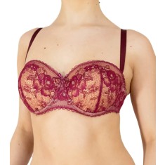 Sutien Balconette &icirc;n Culoare Bordo cu Bretele Detașabile S106 - 75D
