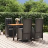 VidaXL Set mobilier de grădină cu perne, 5 piese, negru, poliratan 3185076