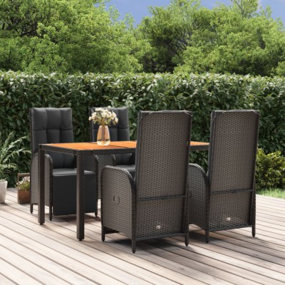 vidaXL Set mobilier de grădină cu perne, 5 piese, negru, poliratan 3185076 foto