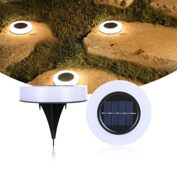 Lamp&Auml; solar&Auml; led pentru gazon &Egrave;i gr&Auml;din&Auml;, iluminare alb cald, ip65, design circular, 8h autonomie, 105 x 125mm