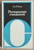 Permanente romanesti - Al. Piru Contine dedicatie, data si semnatura autorului