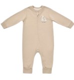 Cumpara ieftin Salopeta cu fermoar Girafa, BabyCosy, 100% bumbac organic, Mink (Marime: 6-9 luni)