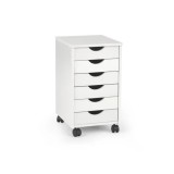 Dulapior rulant HM Simon 2, cu sertare, cu roti, front MDF, alb