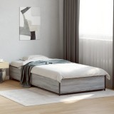 VidaXL Cadru de pat, gri sonoma, 75x190 cm, lemn prelucrat și metal