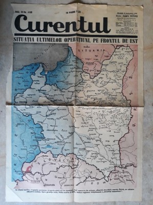 WWII - HARTA OPERATIUNI PE FRONTUL DE EST - EXTRAS ZIARUL CURENTUL 16 SEPT. 1939 foto