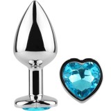 Plug anal SECRETPLAY &ndash; Blue Heart, din aluminiu ultra-neted, 7 cm