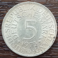 (A32) MONEDA DIN ARGINT GERMANIA - 5 MARK 1973, LIT D, 11,2 GRAME. PURITATE 625