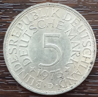 (A32) MONEDA DIN ARGINT GERMANIA - 5 MARK 1973, LIT D, 11,2 GRAME. PURITATE 625 foto