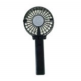 Ventilator portabil, 10.5 cm, cu acumulator 18650, putere 3W, cu maner pliabil, negru