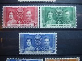 CAYMAN ISLANDS 1937 SERIE INCORONAREA GEORGE VI MH, Nestampilat