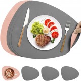 Set de 4 naproane pentru tacamuri/farfurii si 4 naproane pentru pahare CALIYO, PVC, roz/gri