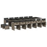 Cumpara ieftin Set mobilier de gradina cu perne, 17 piese, gri, poliratan