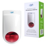 Sirena de exterior wireless PNI SafeHouse HS007LR, cu acumulator si alimentator, pentru sisteme de alarma wireless PNI HS600 si