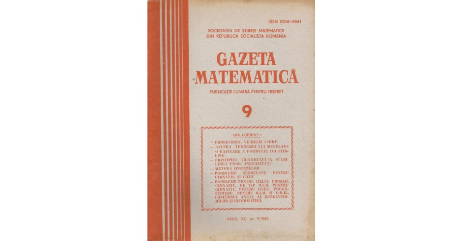 România, Gazeta Matematica, nr. 9/1985 | Okazii.ro