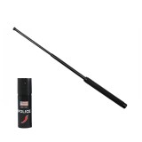 Cumpara ieftin Set baston telescopic pliabil si spray paralizant chili, DEPOX&reg;, 64 cm/ 60 ml, maner antiderapant, negru