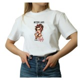 Tricou Dama alb, retro chic, text ironic si haios, marimea S