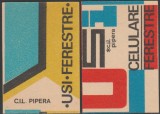 1971 Romania - Set 2 etichete de chibrituri romanesti Fabrica de Mobila CIL Pipera / Usi - Ferestre