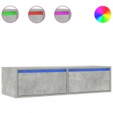 Cumpara ieftin Comoda TV cu lumini LED, gri beton, 100X35,5x25 cm
