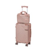 Set 2 Valize Rigide Leziter TraveLux Urban VI, Bagaj de Mana 28x36x16cm si Cabina 50x40x20cm, ABS, Roz-Auriu, Roti 360, Cod