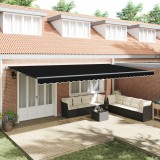 VidaXL Marchiză manuală retractabilă neagră 600x350 cm, Fabrica de &icirc;nlocuire pentru marchiză vidaXL pentru cadru de 6x3,5 m negru