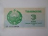 Bancnota Uzbekistan 3 Sum 1992 UNC - Bancnote Asia