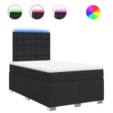 Cumpara ieftin Pat continental cu saltea, negru, 120x200 cm, piele ecologica