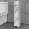 [en.casa]® Dulap baie Leoban W, 80 x 15 x 15 cm, WPC/alb cu suport pentru hartie WC HausGarden Leisure, [en.casa]