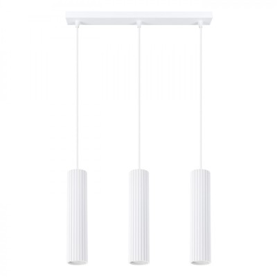 Lampă Suspendată Karbon Alb Din Aluminiu Cu 3 Becuri Tub Minimalistă De Interior. foto