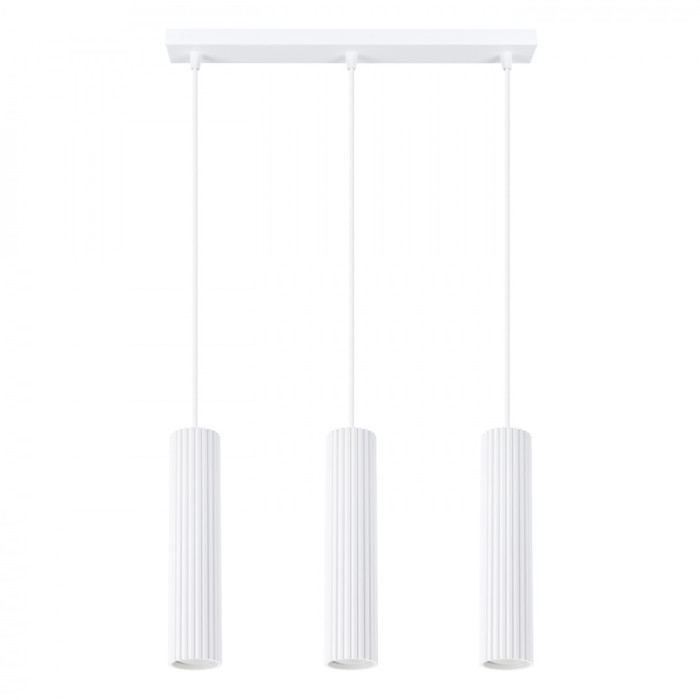 Lampă Suspendată Karbon Alb Din Aluminiu Cu 3 Becuri Tub Minimalistă De Interior.