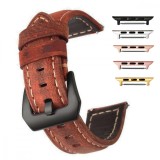 Curea piele naturala, compatibila Apple Watch 10, 42mm, Maro Aprins