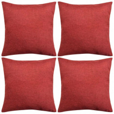 Huse De Pernă Cu Aspect De P&acirc;nză 40 x 40 cm Burgundy 4 Buc 131567