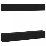 Cumpara ieftin Dulapuri TV de perete, 4 buc., negru, 100x30x30 cm