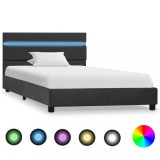 Cumpara ieftin Cadru de pat cu LED, gri, 90 x 200 cm, piele artificială