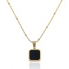 Bijuterie Eleganta - Lant Femei Cu Pandantiv Negru, Placat Aur 14K - L71G