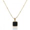 Bijuterie Eleganta - Lant Femei Cu Pandantiv Negru, Placat Aur 14K - L71G