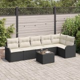 vidaXL Set de canapele pentru grădină cu pernă 7 pcs Maro Rattan poli