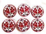 Set suporturi pahare din lemn cu flori cu maci 39987