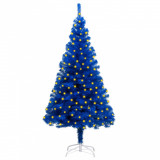 Brad de Crăciun artificial cu LED&amp;suport, albastru, 180 cm, PVC