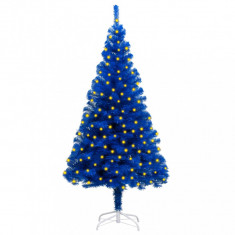 Brad de Crăciun artificial cu LED&suport, albastru, 150 cm, PVC