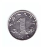 Moneda China 1 yuan 2018, stare foarte buna, curata