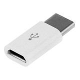 Mini adaptor universal pentru telefon laptop, micro USB mama la type C tata - Alb, Dactylion