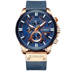 Ceas Bărbați CURREN 8346 &ndash; Ceas Sport Cronograf, Quartz, Curea Piele, Waterproof 3ATM, 49mm