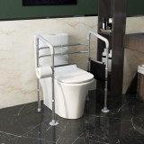 HOMCOM Cadru Independent pentru Toaleta Cadru de Siguranta pentru Toaleta Reglabil in Inaltime Latime cu Brate 2 Ventuze de Rezerva Depozitare pentru