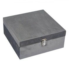 Cutie Depozitare, Model Gri, Material Lemn Poliester, &Icirc;nchidere Metalică, Dimensiuni 24x24x10 cm