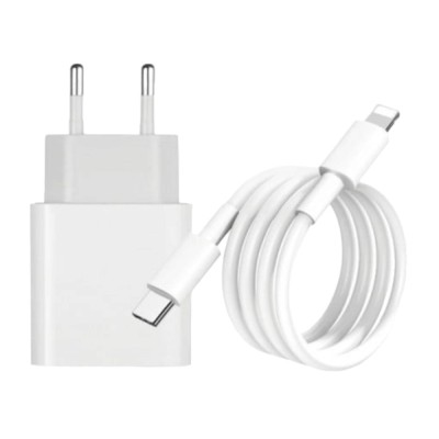 Adaptor Quick Charge 67W cu cablu Lightning inclus, tehnologie GaN, compatibil cu IPhone, IPad, tableta, alb foto